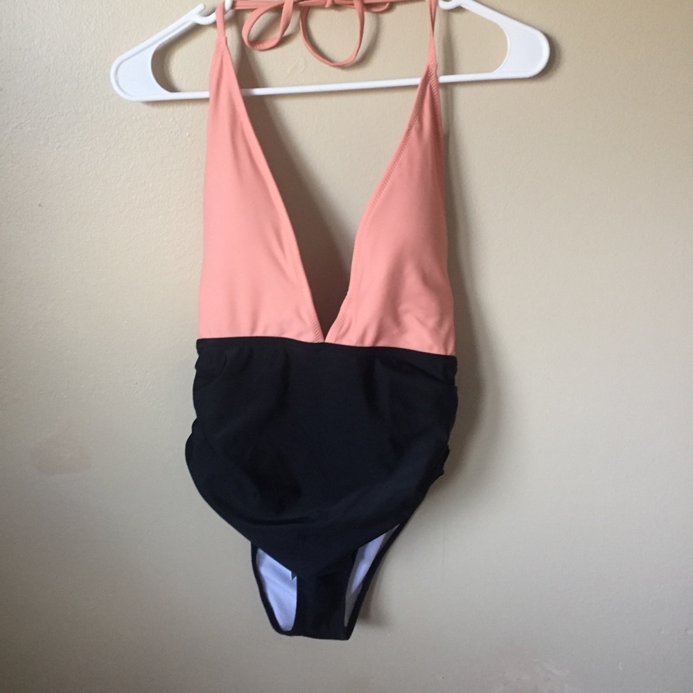 NWT Deep V Colorblock One Piece
